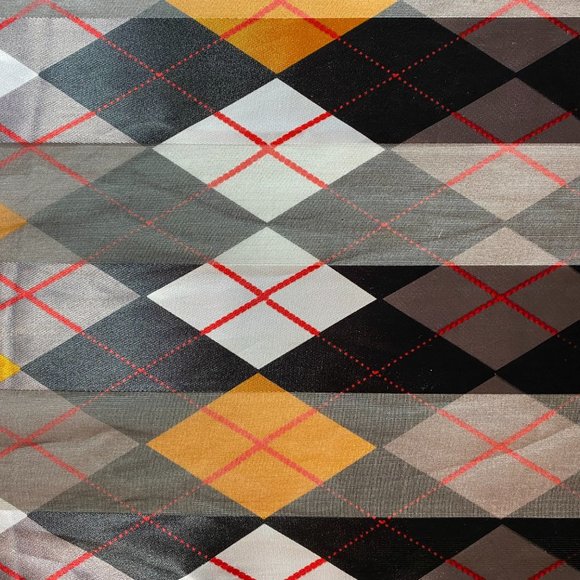 Argyle Pattern Oblong Scarf in Black, White, & Gold - Picture 4 of 4